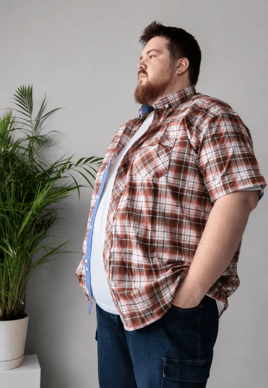 Kam Jeans 6368 Checked Short Sleeve Shirt Red - Marškiniai - Marškiniai - 2XL-8XL