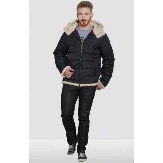 D555 Hudson Hooded Puffer Jacket Navy - Didelės vyriškos striukės - Didelės vyriškos striukės