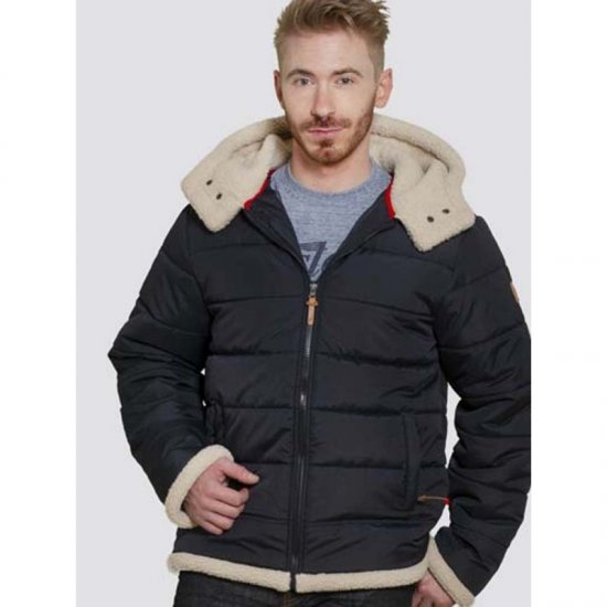 D555 Hudson Hooded Puffer Jacket Navy - Didelės vyriškos striukės - Didelės vyriškos striukės