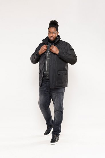 D555 Fargo Five Pocket Jacket With Ribbed Neck and Inner Quilting Black - Didelės vyriškos striukės - Didelės vyriškos striukės