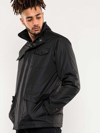 D555 Fargo Five Pocket Jacket With Ribbed Neck and Inner Quilting Black - Didelės vyriškos striukės - Didelės vyriškos striukės
