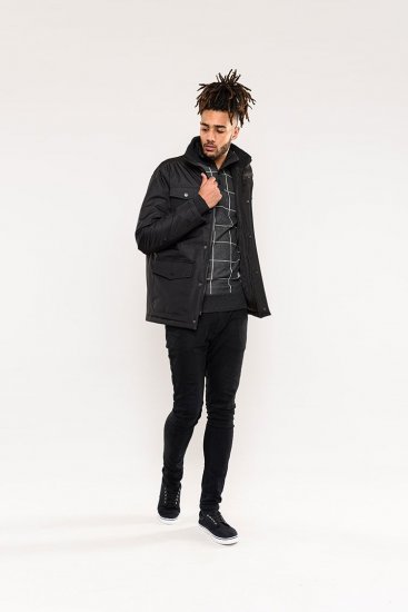 D555 Fargo Five Pocket Jacket With Ribbed Neck and Inner Quilting Black - Didelės vyriškos striukės - Didelės vyriškos striukės
