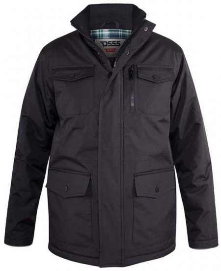 D555 Fargo Five Pocket Jacket With Ribbed Neck and Inner Quilting Black - Didelės vyriškos striukės - Didelės vyriškos striukės