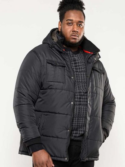 D555 Lonsdale Parka Style Jacket With Embroidery Patch On Sleeve Black - Didelės vyriškos striukės - Didelės vyriškos striukės