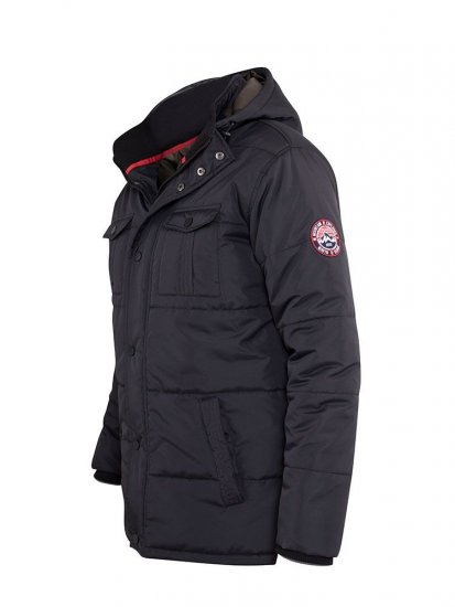 D555 Lonsdale Parka Style Jacket With Embroidery Patch On Sleeve Black - Didelės vyriškos striukės - Didelės vyriškos striukės