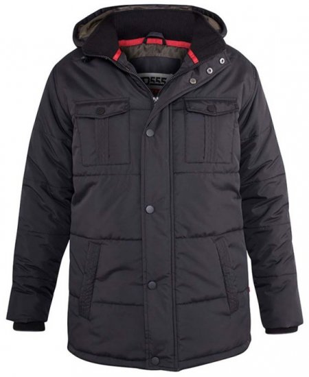 D555 Lonsdale Parka Style Jacket With Embroidery Patch On Sleeve Black - Didelės vyriškos striukės - Didelės vyriškos striukės
