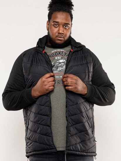 D555 Thorpe Hooded Quilted Jacket With Fleece Sleeves And Removable Fleece Hood - Didelės vyriškos striukės - Didelės vyriškos striukės