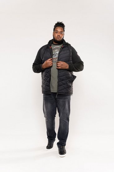 D555 Thorpe Hooded Quilted Jacket With Fleece Sleeves And Removable Fleece Hood - Didelės vyriškos striukės - Didelės vyriškos striukės