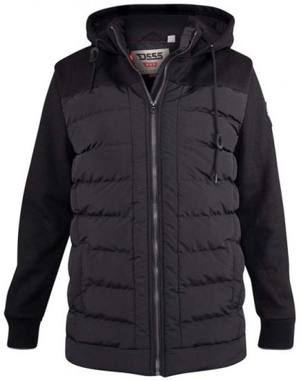 D555 Hampshire Hooded Quilted Jacket Black - Didelės vyriškos striukės - Didelės vyriškos striukės