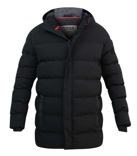 D555 Grove Quilted Parka Jacket Black - Didelės vyriškos striukės - Didelės vyriškos striukės