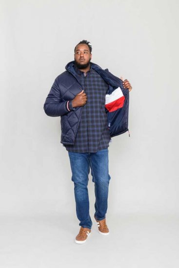 D555 Angus Diamond Quilted Puffer Jacket Navy - Didelės vyriškos striukės - Didelės vyriškos striukės