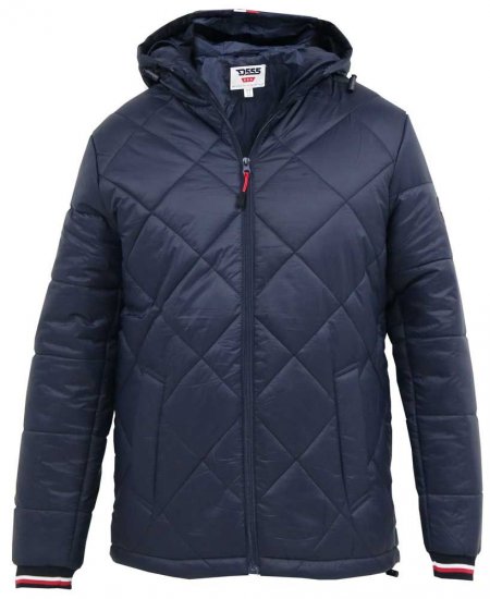 D555 Angus Diamond Quilted Puffer Jacket Navy - Didelės vyriškos striukės - Didelės vyriškos striukės