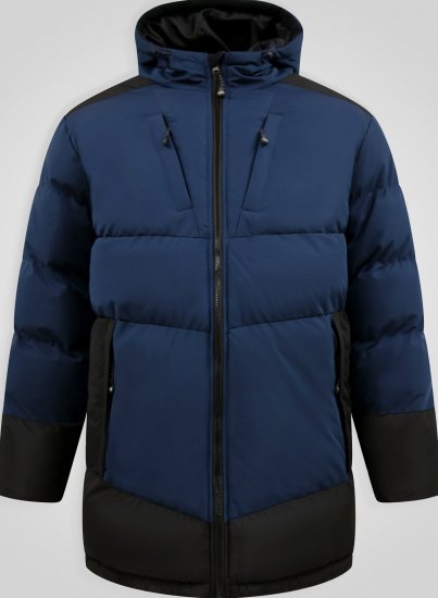 D555 Hank Ripstop Contrast Panelled Padded Hooded Jacket Tamsiai mėlyna - Didelės vyriškos striukės - Didelės vyriškos striukės