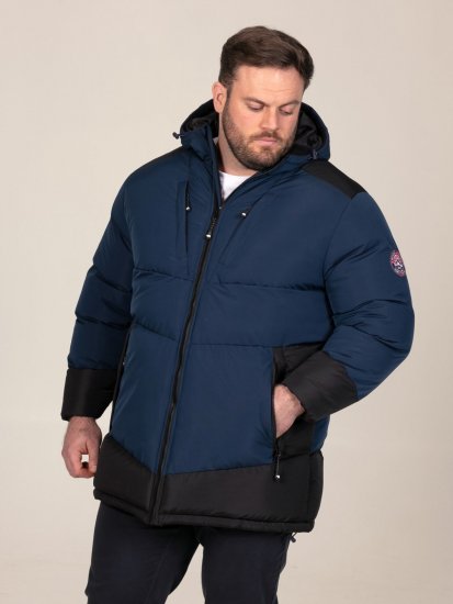 D555 Hank Ripstop Contrast Panelled Padded Hooded Jacket Tamsiai mėlyna - Didelės vyriškos striukės - Didelės vyriškos striukės