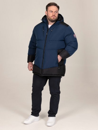 D555 Hank Ripstop Contrast Panelled Padded Hooded Jacket Tamsiai mėlyna - Didelės vyriškos striukės - Didelės vyriškos striukės