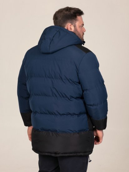 D555 Hank Ripstop Contrast Panelled Padded Hooded Jacket Tamsiai mėlyna - Didelės vyriškos striukės - Didelės vyriškos striukės