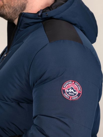 D555 Hank Ripstop Contrast Panelled Padded Hooded Jacket Tamsiai mėlyna - Didelės vyriškos striukės - Didelės vyriškos striukės