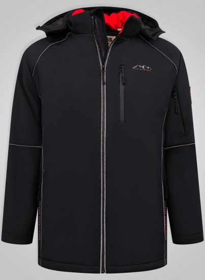 D555 Jamie Soft Shell Detachable Hood Padded Jacket Juoda - Didelės vyriškos striukės - Didelės vyriškos striukės