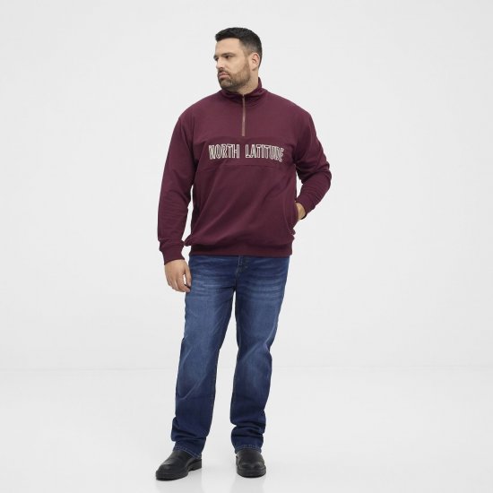 North Latitude Half Zip Džemperis Vyno Raudona - Megztiniai ir džemperiai - Megztiniai ir Džemperiai - 2XL-14XL