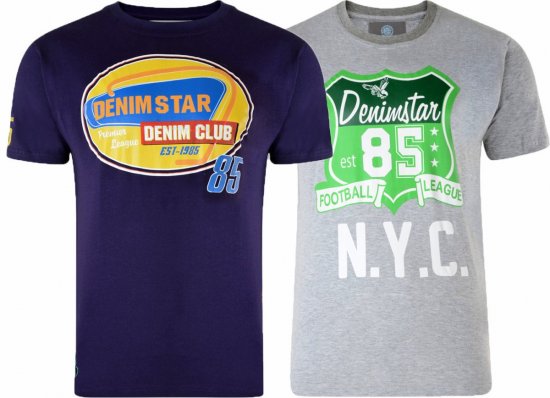 Kam Jeans Star 2-pack T-shirt Grey/Purple - Marškinėliai - Marškinėliai - 2XL-14XL