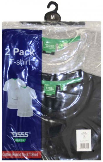 D555 Fenton 2-pack Black/Grey T-shirt - Marškinėliai - Marškinėliai - 2XL-14XL