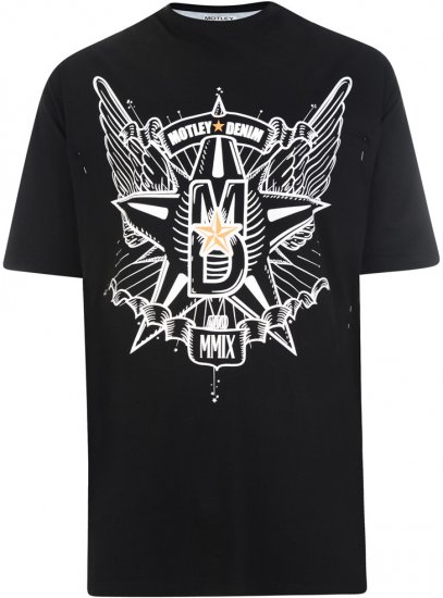 Motley Denim Wings and Star T-shirt - Marškinėliai - Marškinėliai - 2XL-14XL