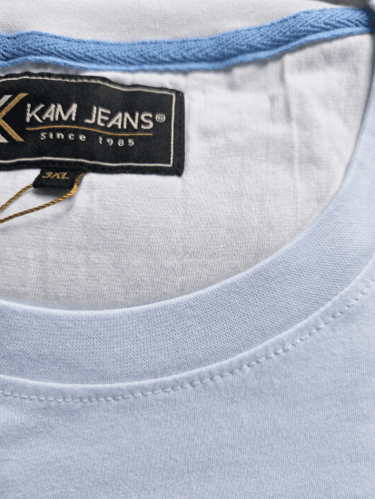 Kam Jeans 5780 Cut And Sew Panel T-Shirt Navy - Marškinėliai - Marškinėliai - 2XL-14XL