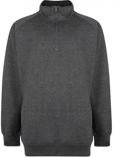 Kam Jeans Half-Zip Sweatshirt Charcoal - Megztiniai ir Džemperiai - Megztiniai ir Džemperiai - 2XL-8XL