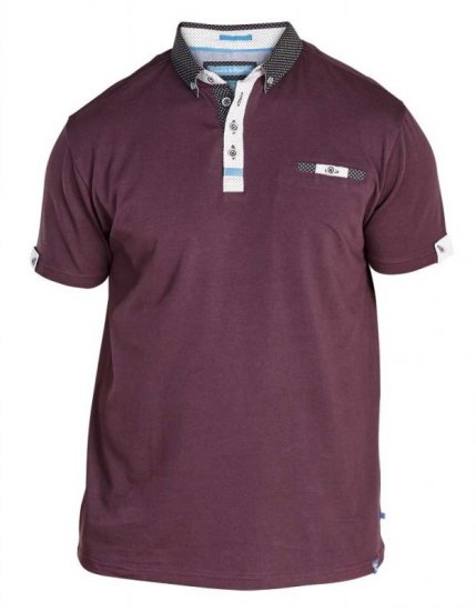 D555 Edger Stretch Cotton Polo Dark Burgundy - Polo marškinėliai - Polo marškinėliai - 2XL-8XL