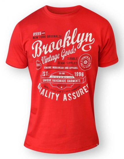 D555 NEAL Brooklyn Crew Neck T-Shirt Red - Marškinėliai - Marškinėliai - 2XL-14XL