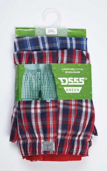 D555 PLAID Boxer Shorts Pack of Two - Apatinis trikotažas ir plaukimo apranga - Apatinis trikotažas - 2XL-8XL