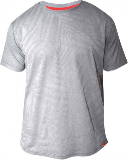 D555 ADAM Allover Leaf Print T-Shirt Grey - Marškinėliai - Marškinėliai - 2XL-14XL
