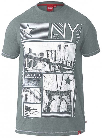 D555 RUEBEN NY City Print T-Shirt Khaki - Marškinėliai - Marškinėliai - 2XL-8XL
