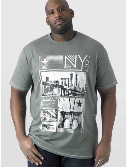 D555 RUEBEN NY City Print T-Shirt Khaki - Marškinėliai - Marškinėliai - 2XL-14XL