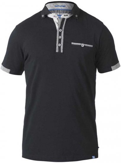 D555 SWANN Short Sleeve Stretch Polo Black - Polo marškinėliai - Polo marškinėliai - 2XL-8XL