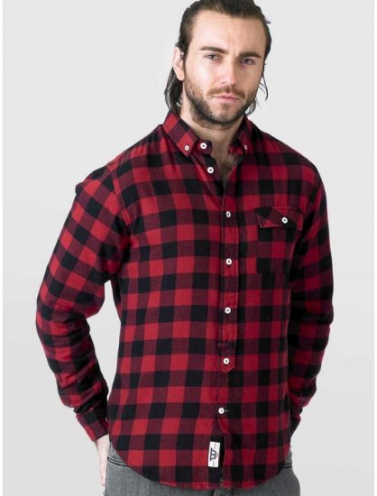 D555 Lawton LS Flannel Shirt Red - Marškiniai - Marškiniai - 2XL-8XL