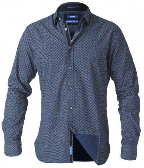 D555 Scott LS Printed Shirt Blue - Marškiniai - Marškiniai - 2XL-8XL