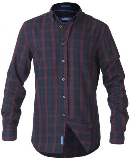 D555 Nixon LS Shirt Navy/Wine - Marškiniai - Marškiniai - 2XL-8XL