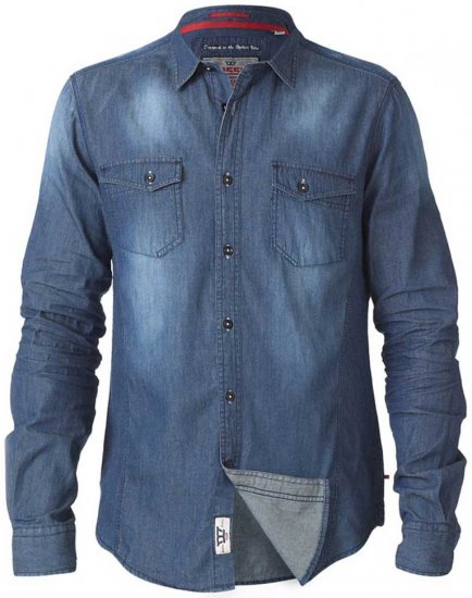 D555 Tobias LS Vintage Denim Shirt - Marškiniai - Marškiniai - 2XL-8XL
