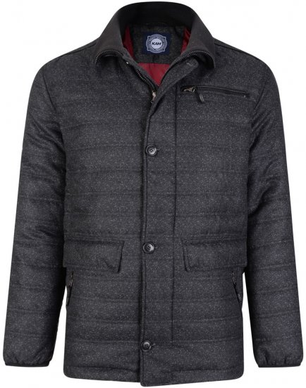 Kam Jeans 67 Casual Quilted Jacket Charcoal - Didelės vyriškos striukės - Didelės vyriškos striukės