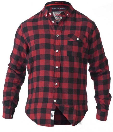 D555 Lawton LS Flannel Shirt Red - Marškiniai - Marškiniai - 2XL-8XL