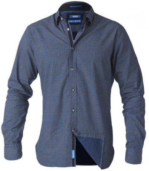 D555 Scott LS Printed Shirt Blue - Marškiniai - Marškiniai - 2XL-8XL