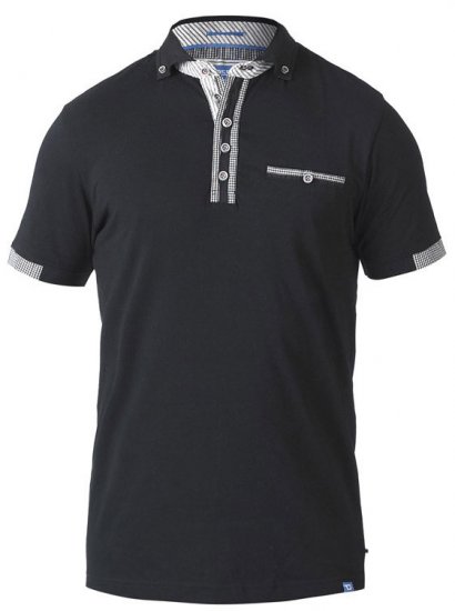 D555 SWANN Short Sleeve Stretch Polo Black - Polo marškinėliai - Polo marškinėliai - 2XL-8XL