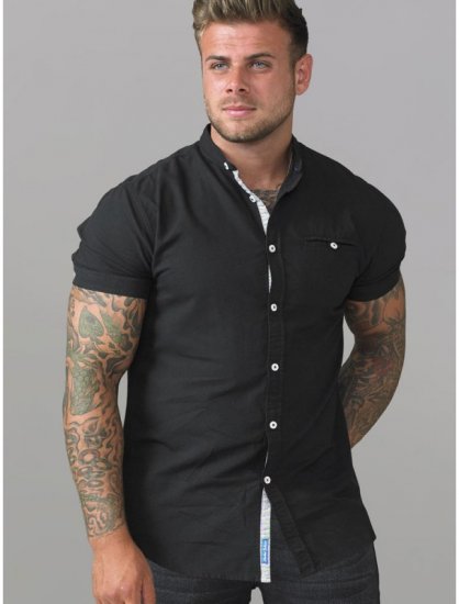 D555 Dwight Short Sleeve Shirt Black - Marškiniai - Marškiniai - 2XL-8XL