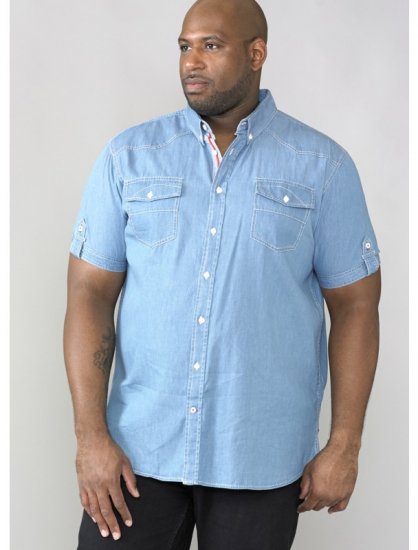 D555 Nathan Short Sleeve Shirt Blue - Marškiniai - Marškiniai - 2XL-8XL