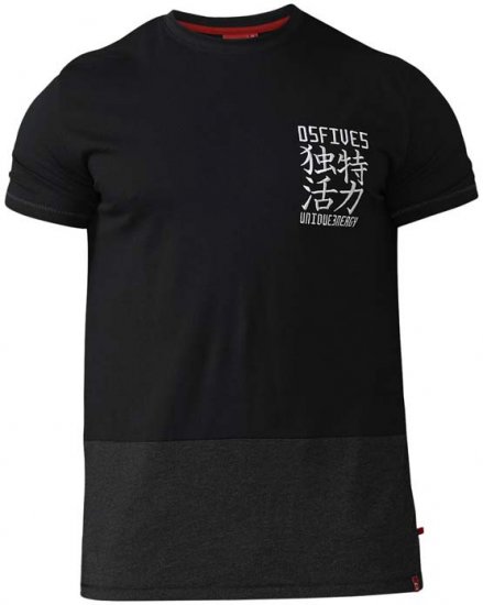 D555 Emerson T-shirt Black & Charcoal - Marškinėliai - Marškinėliai - 2XL-8XL