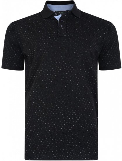 Kam Jeans 5223 Printed Dobby Polo Black - Polo marškinėliai - Polo marškinėliai - 2XL-8XL
