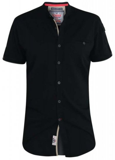 D555 Archer Collarless Shirt Black - Marškiniai - Marškiniai - 2XL-8XL