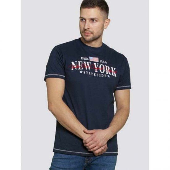 D555 Thornton Embroidery T-shirt Navy - Marškinėliai - Marškinėliai - 2XL-14XL