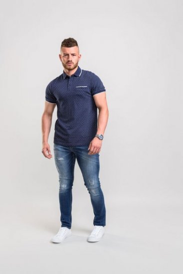 D555 Rogers Printed Polo Navy - Polo marškinėliai - Polo marškinėliai - 2XL-8XL